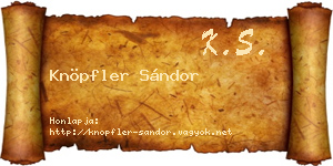 Knöpfler Sándor névjegykártya